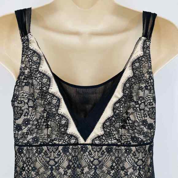 Ann Taylor Babydoll Whimsigoth Top Womens 2 Black Satin Lace Layered V-Neck - Picture 4 of 8